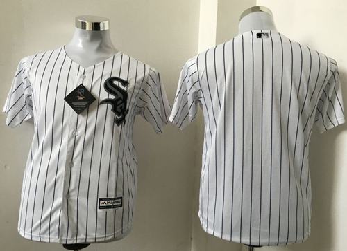 White Sox Blank White(Black Strip) Cool Base Stitched Youth MLB Jersey - Click Image to Close